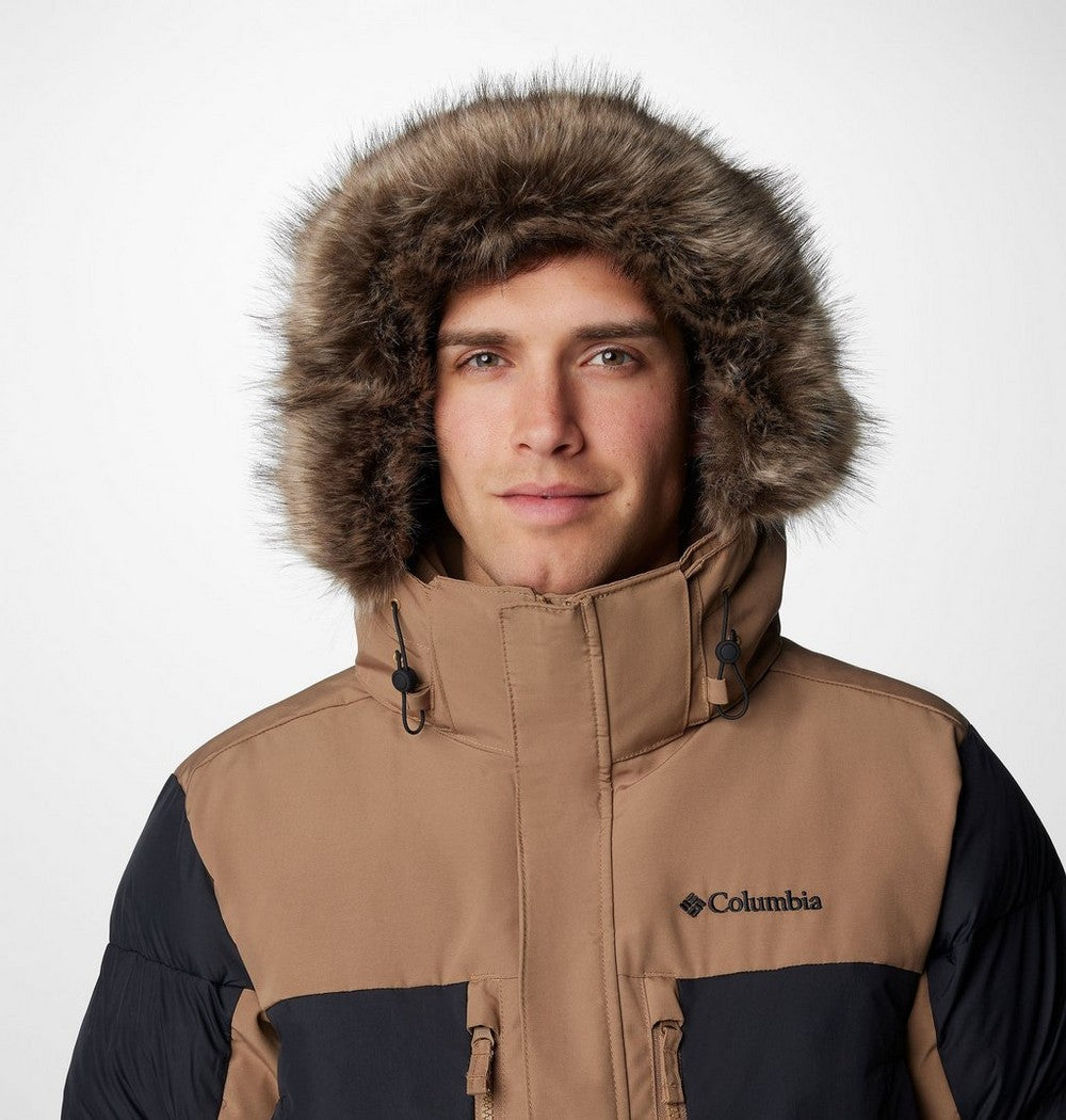 Men's Hooded Insulated Parka - Brown Black