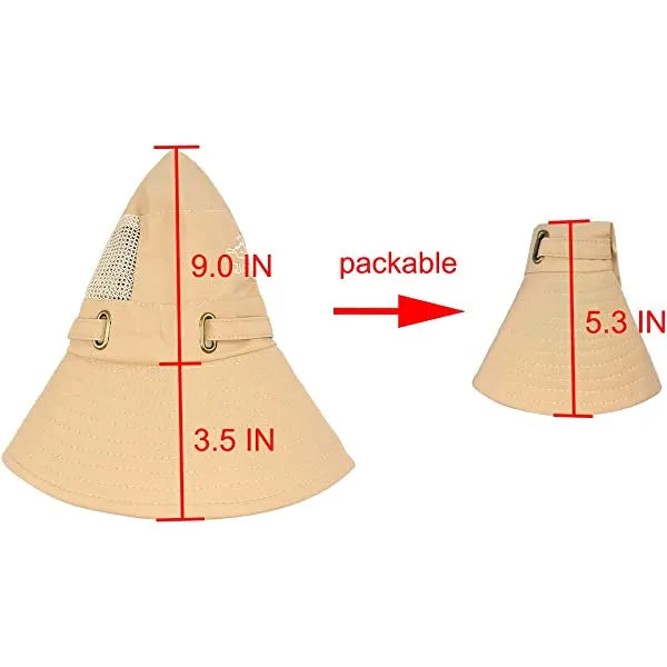 Boonie Hat Upf 50 Uv Protection Wide Brim Safari Sun Hat Breathable Fishing Hat For Men & Women Beige