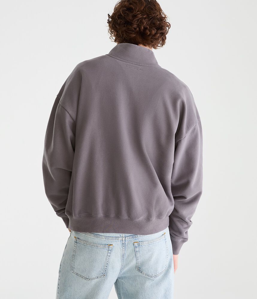Boxy Quarter-Zip Fleece Sweatshirt - Gray