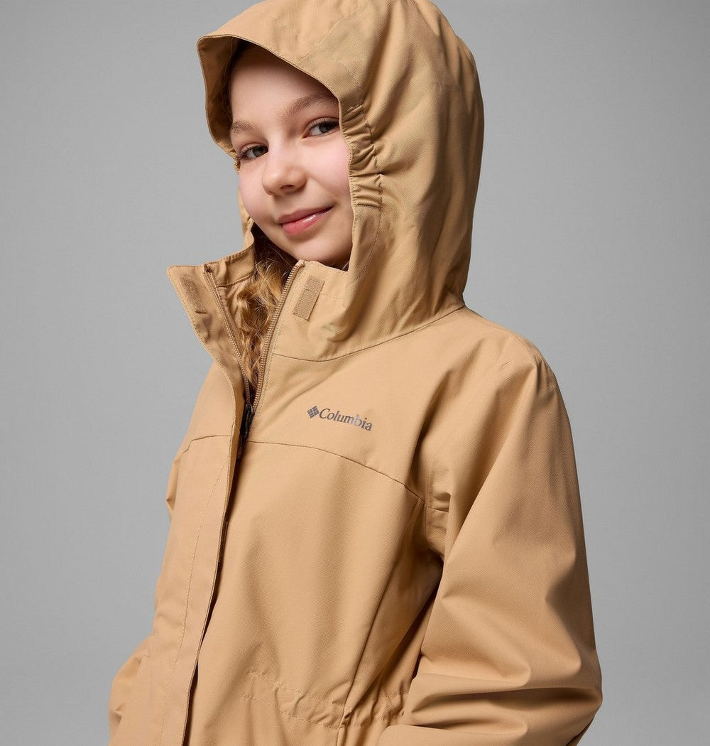 Girls' Long Waterproof Rain Jacket - Black