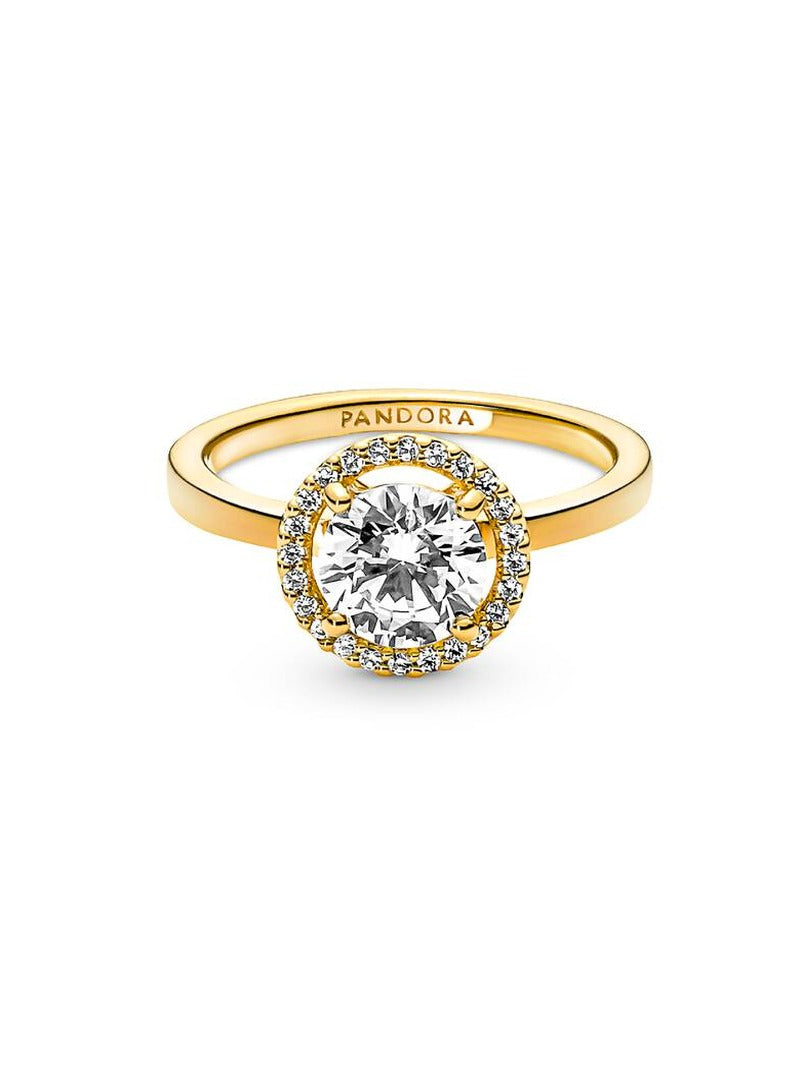 Gold-Plated Round Halo Ring