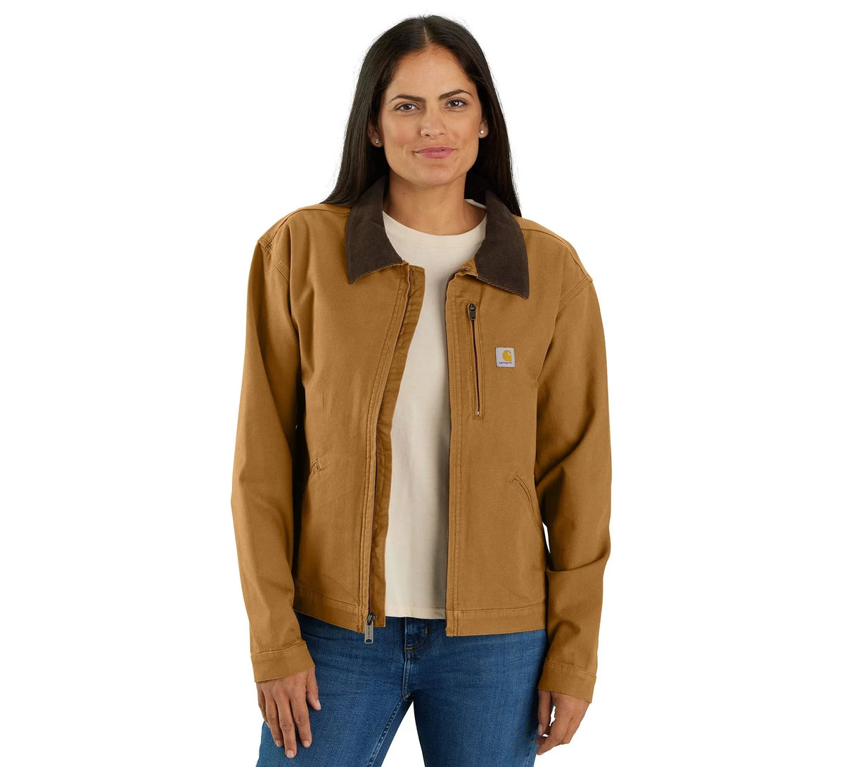 Women's Stretch Canvas Work Jacket - Brown