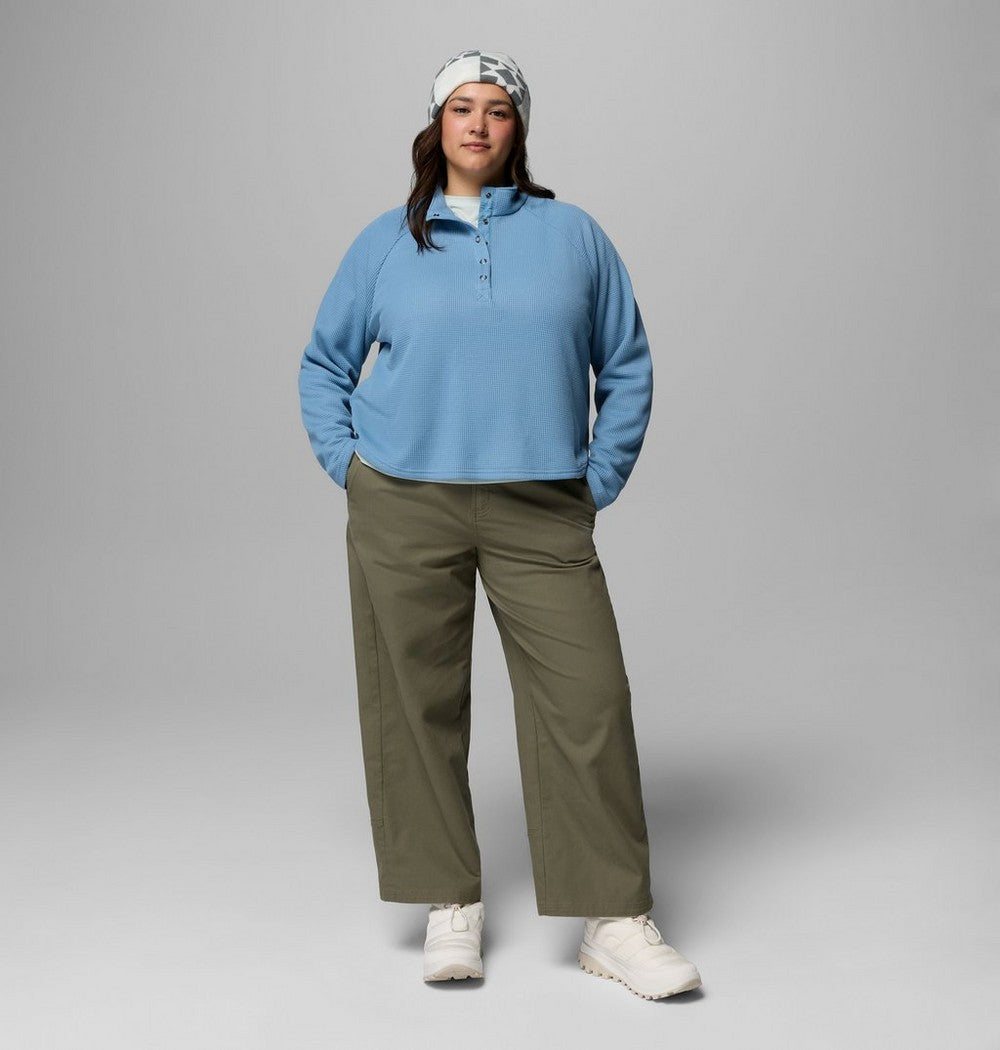 Women's Plus Waffle-Knit Half-Snap Shirt - Gray