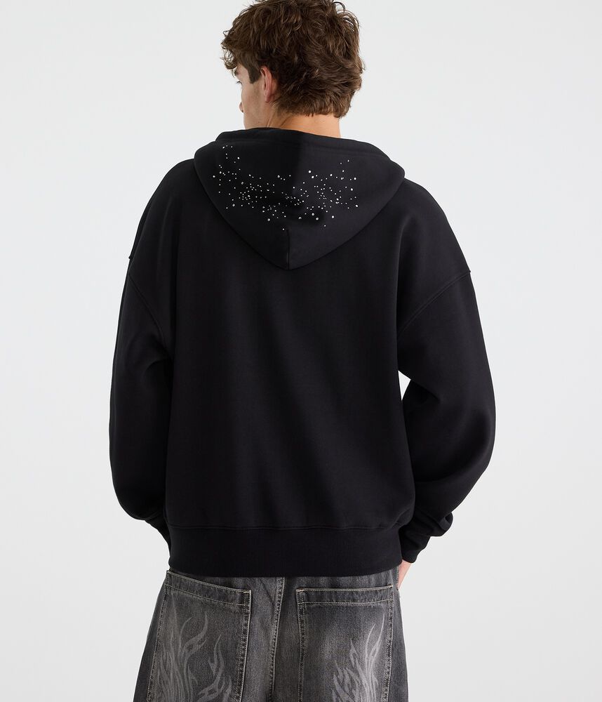 Men's Rhinestone Boxy Full-Zip Hoodie