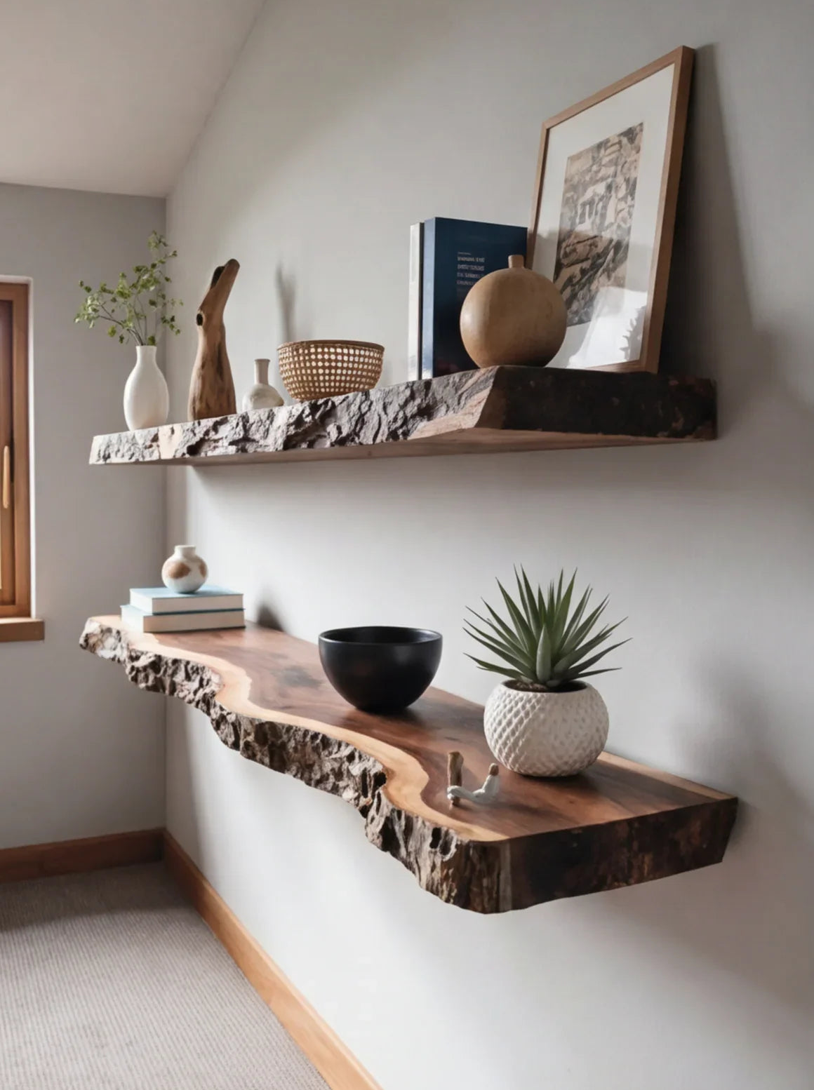 Live Edge Floating Wood Shelf