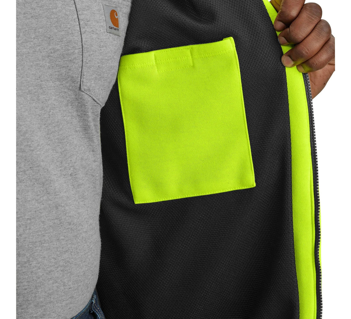 Men's High-Visibility Thermal-Lined Zip Hoodie - Lime