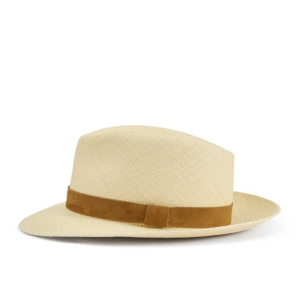 Advanced Original Panama Natural Toquilla Straw | 2.5 Cm Suede Trim-Handwoven In Ecuador