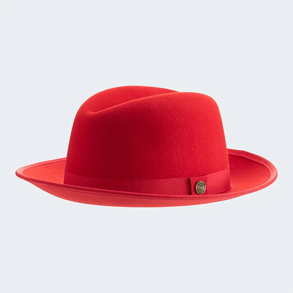 Classic Center-Creased Fedora-King (Rose Red)
