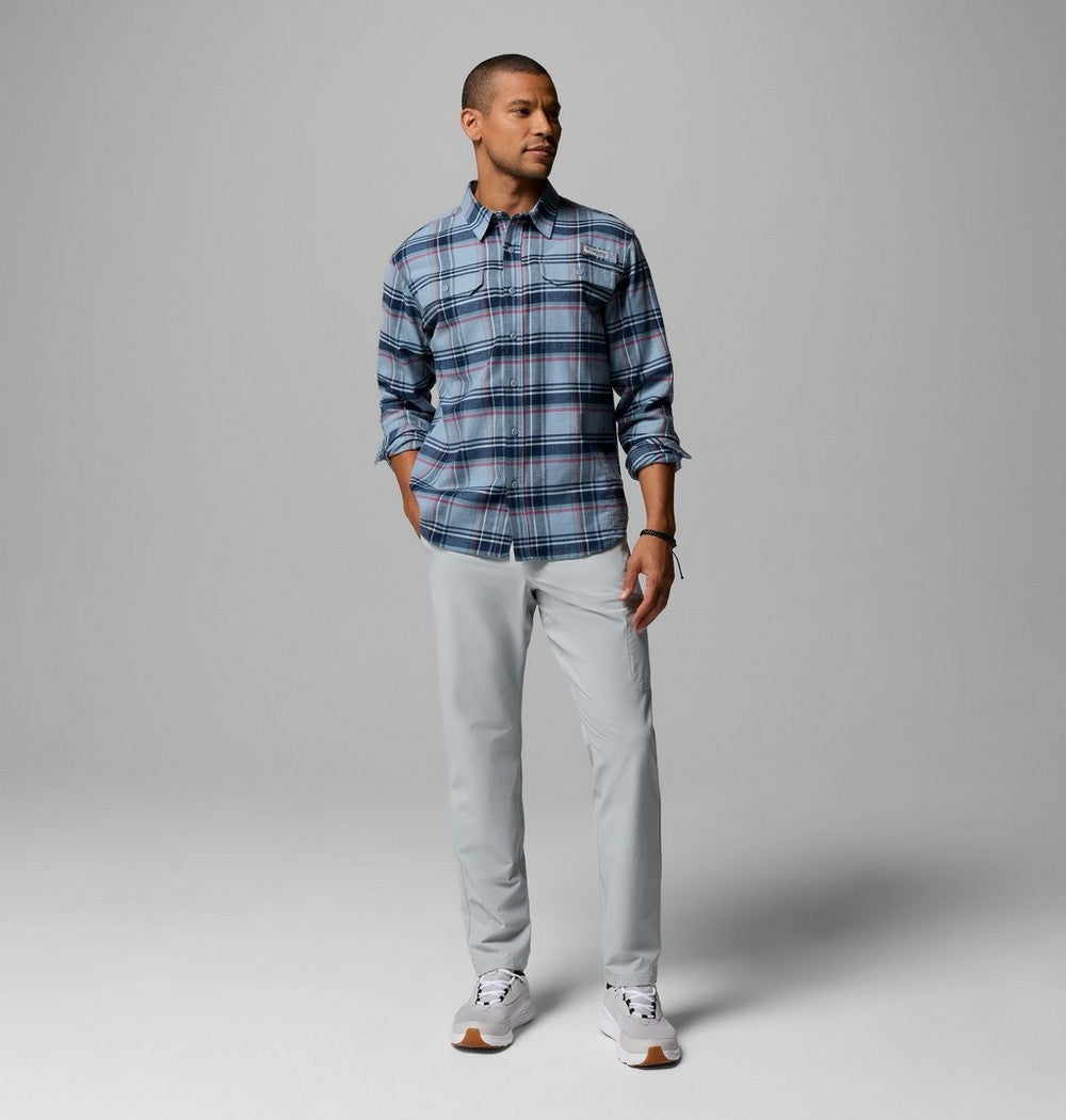 Men's Stretch Cotton Fishing Flannel Shirt - Blue