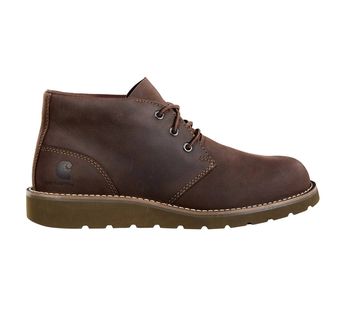 Plain Toe Wedge Chukka Work Boot - Dark Brown