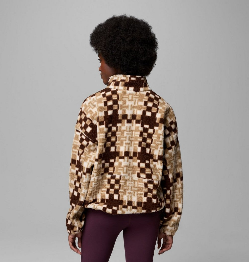 Women's Printed Fleece Half-Zip Pullover - Mauve