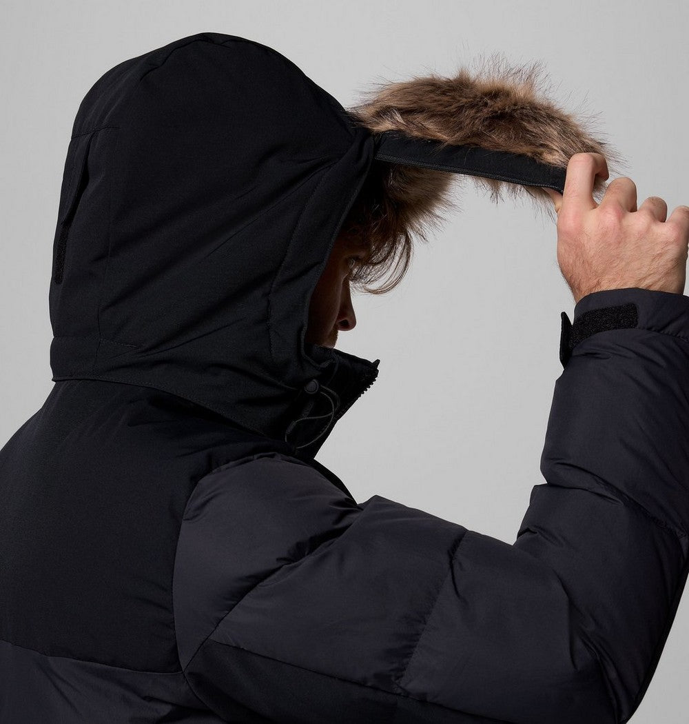 Men's Hooded Insulated Parka - Brown Black