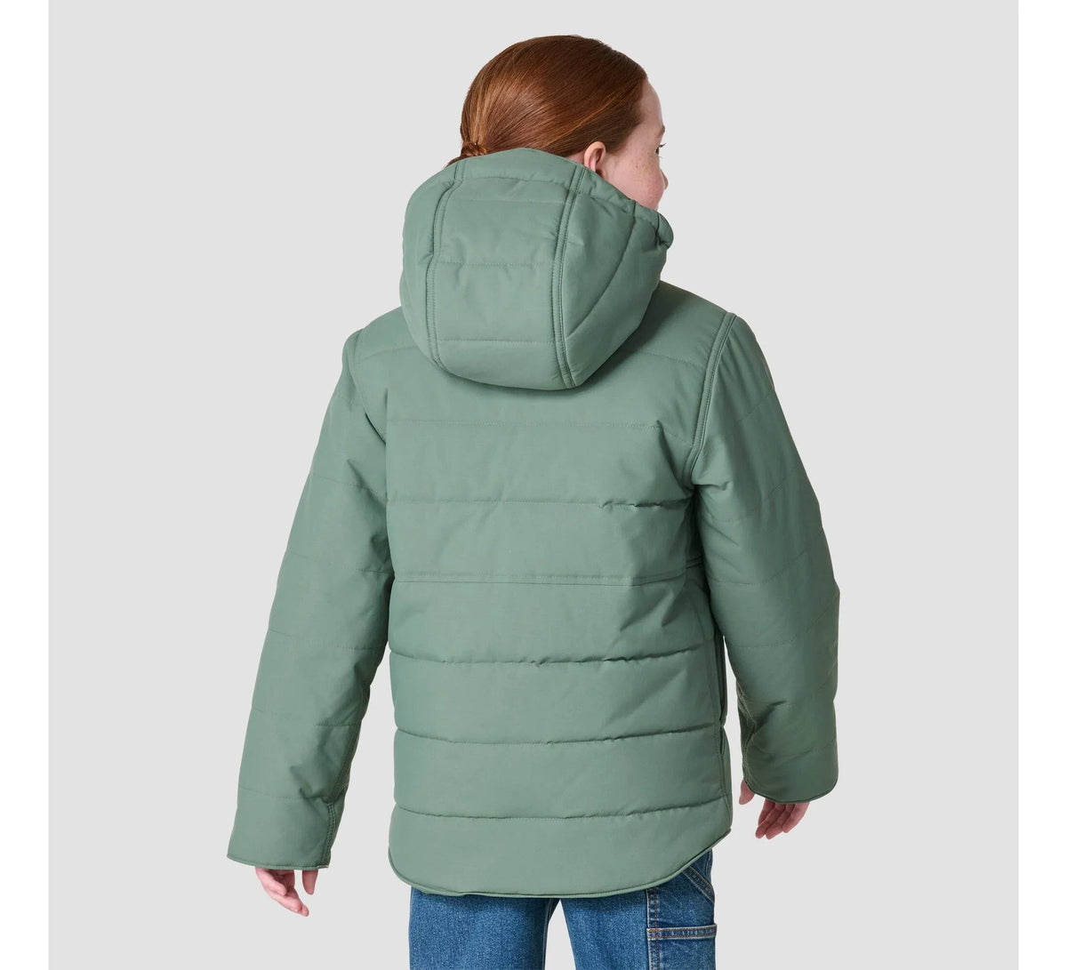 Girls' Insulated Canvas Hooded Jacket - Green