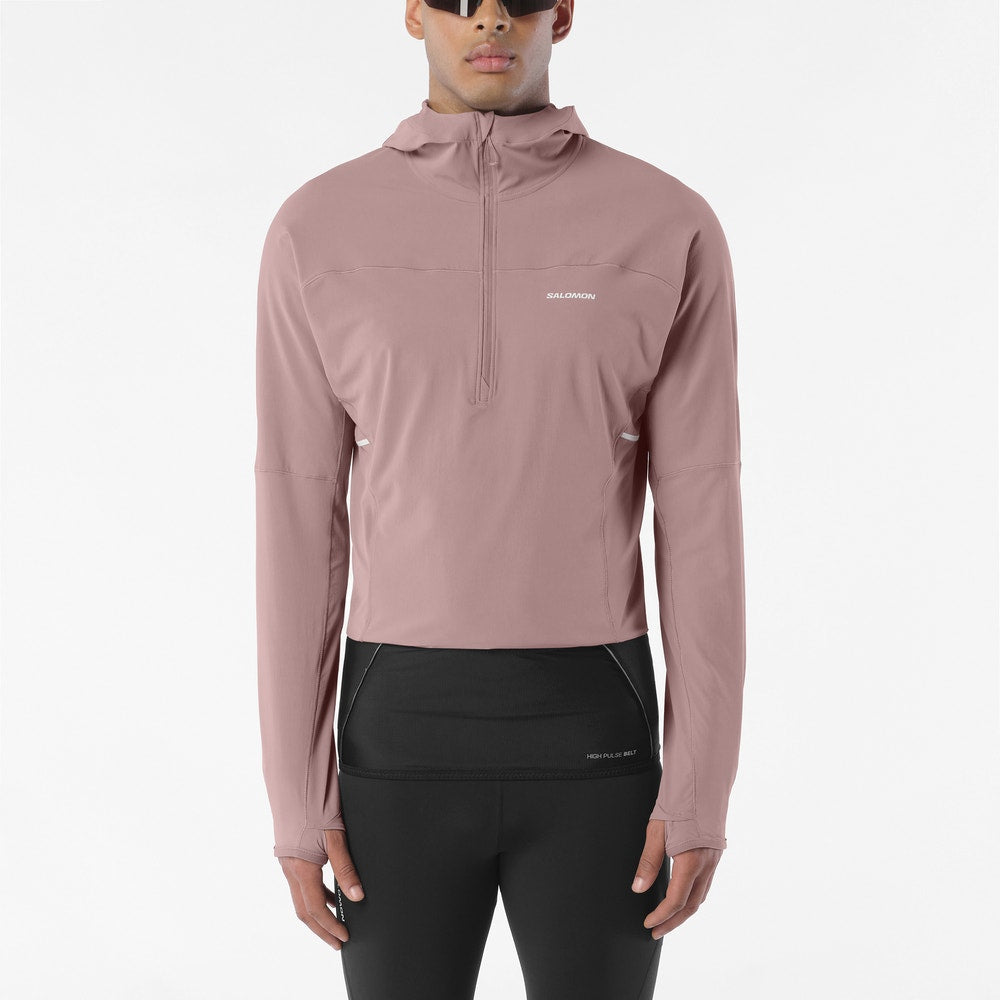 Men's Half-Zip Running Hoodie - Tan