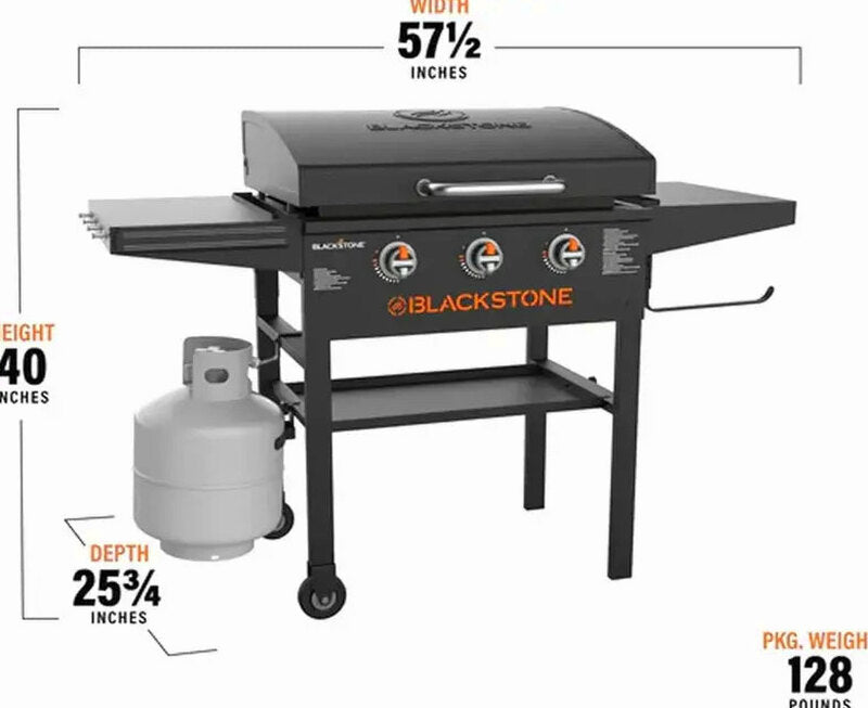 Blackstone 28-Inch 3-Burner Griddle With Hood - XL Flat Top Outdoor Grill Kit