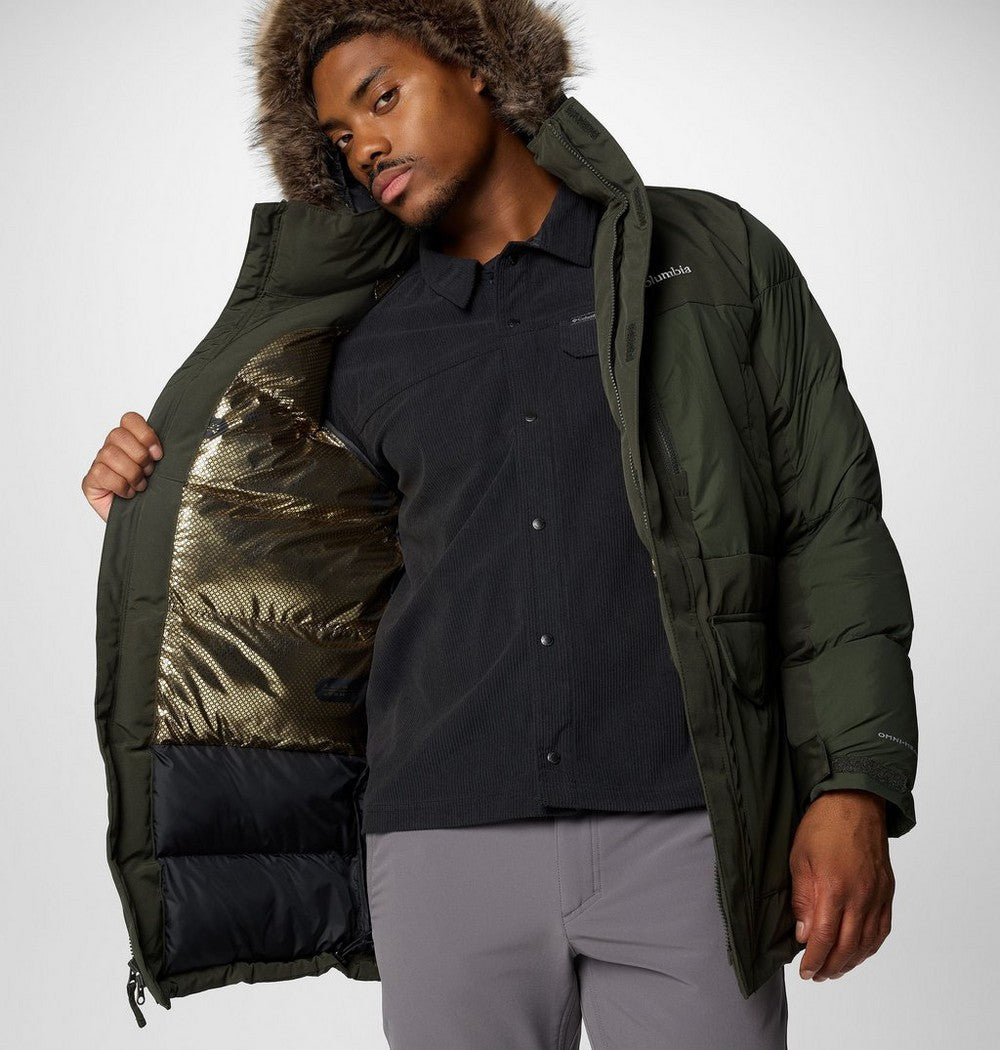 Men's Hooded Insulated Parka - Brown Black
