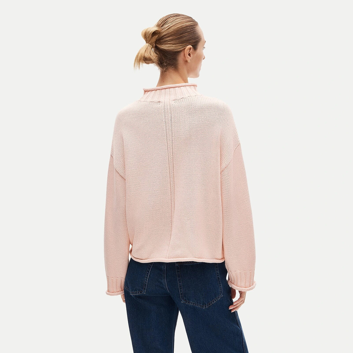 Women's Rolled-Neck Cotton Sweater - Lavender