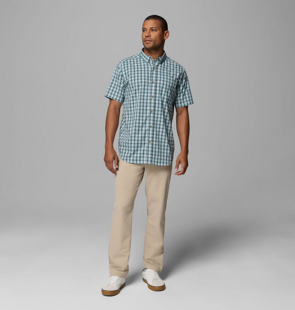 Men's Stretch Short Sleeve Plaid Shirt - Navy