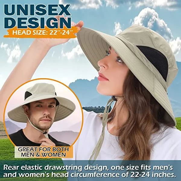 Sun Hat For Men/Women, Waterproof Wide Brim Bucket Hat Foldable Boonie Hat For Fishing Hiking Garden Safari Beach Upf 50/Waterproof