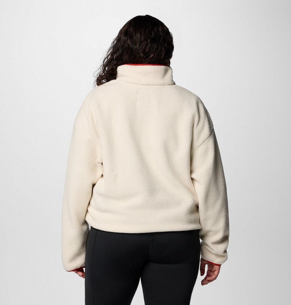 Women's Plus Cropped Sherpa Half-Snap Pullover - Tan