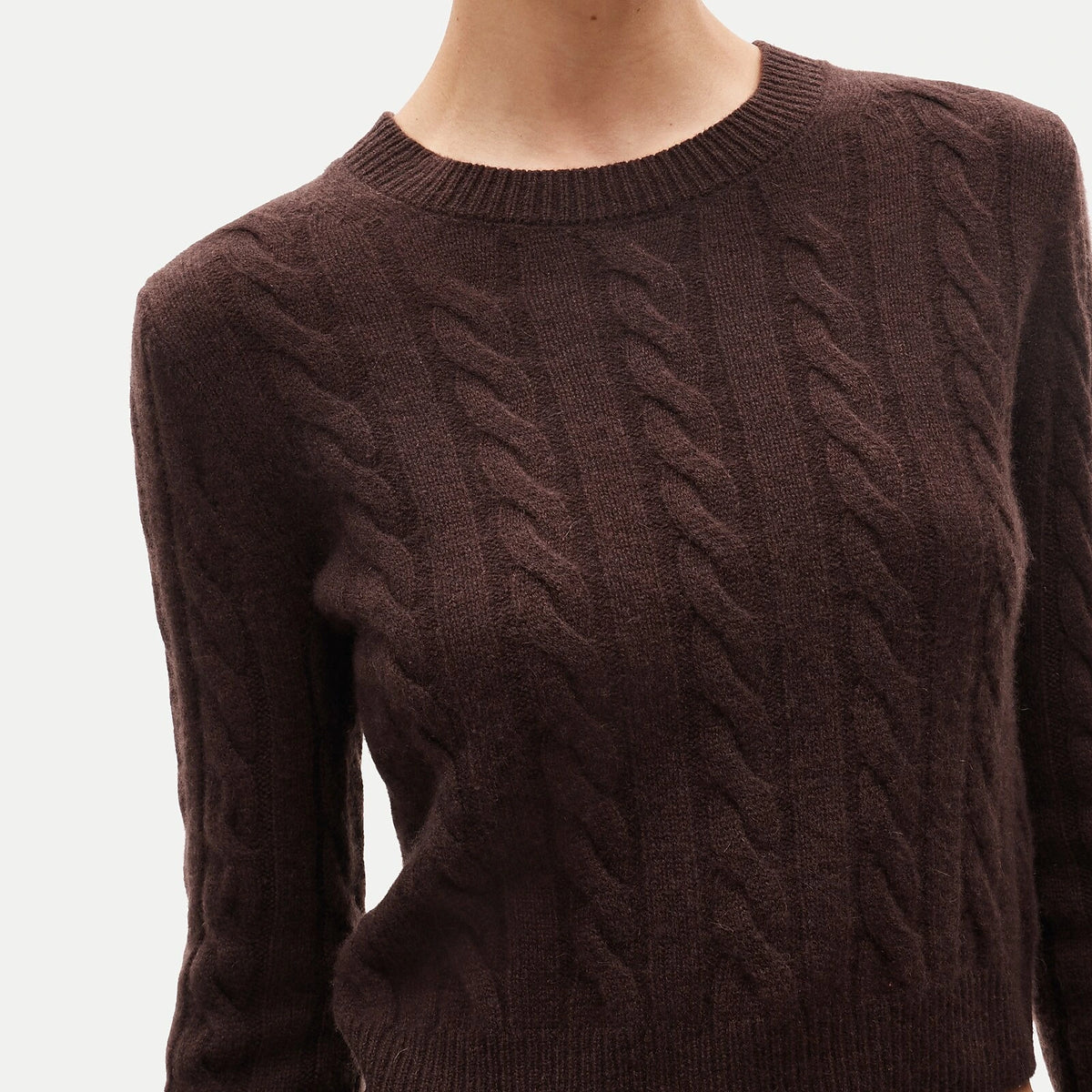 Women's Cable-Knit Cashmere Crewneck Sweater - Navy