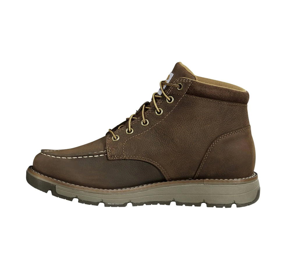 Soft Toe Moc Wedge Work Boot - Dark Brown