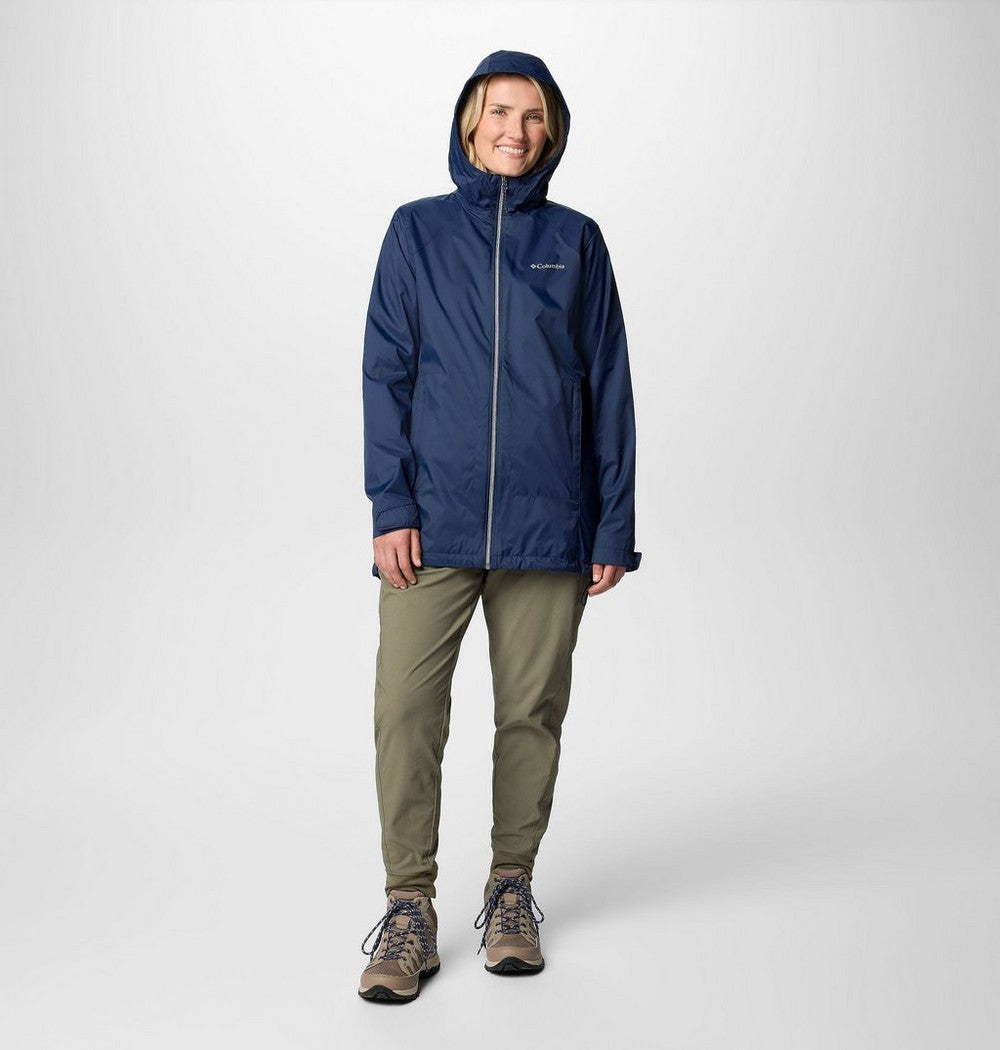 Women's Lined Long Rain Jacket - Blue