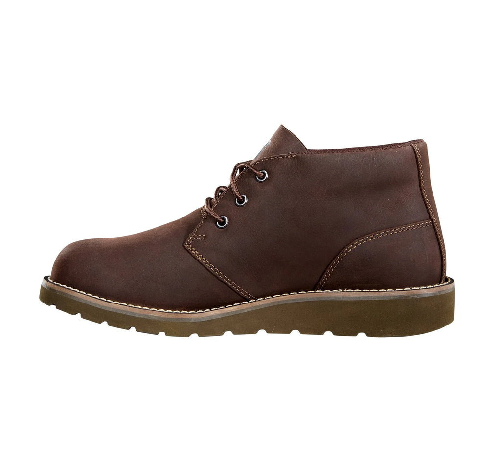 Plain Toe Wedge Chukka Work Boot - Dark Brown