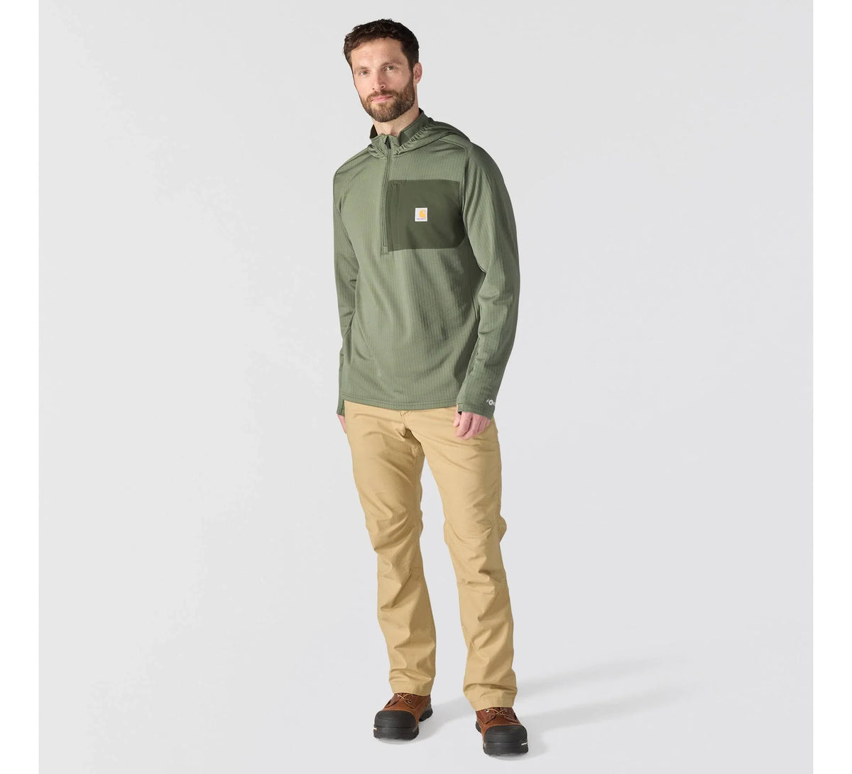 Men's Relaxed Half-Zip Performance Hoodie - Olive