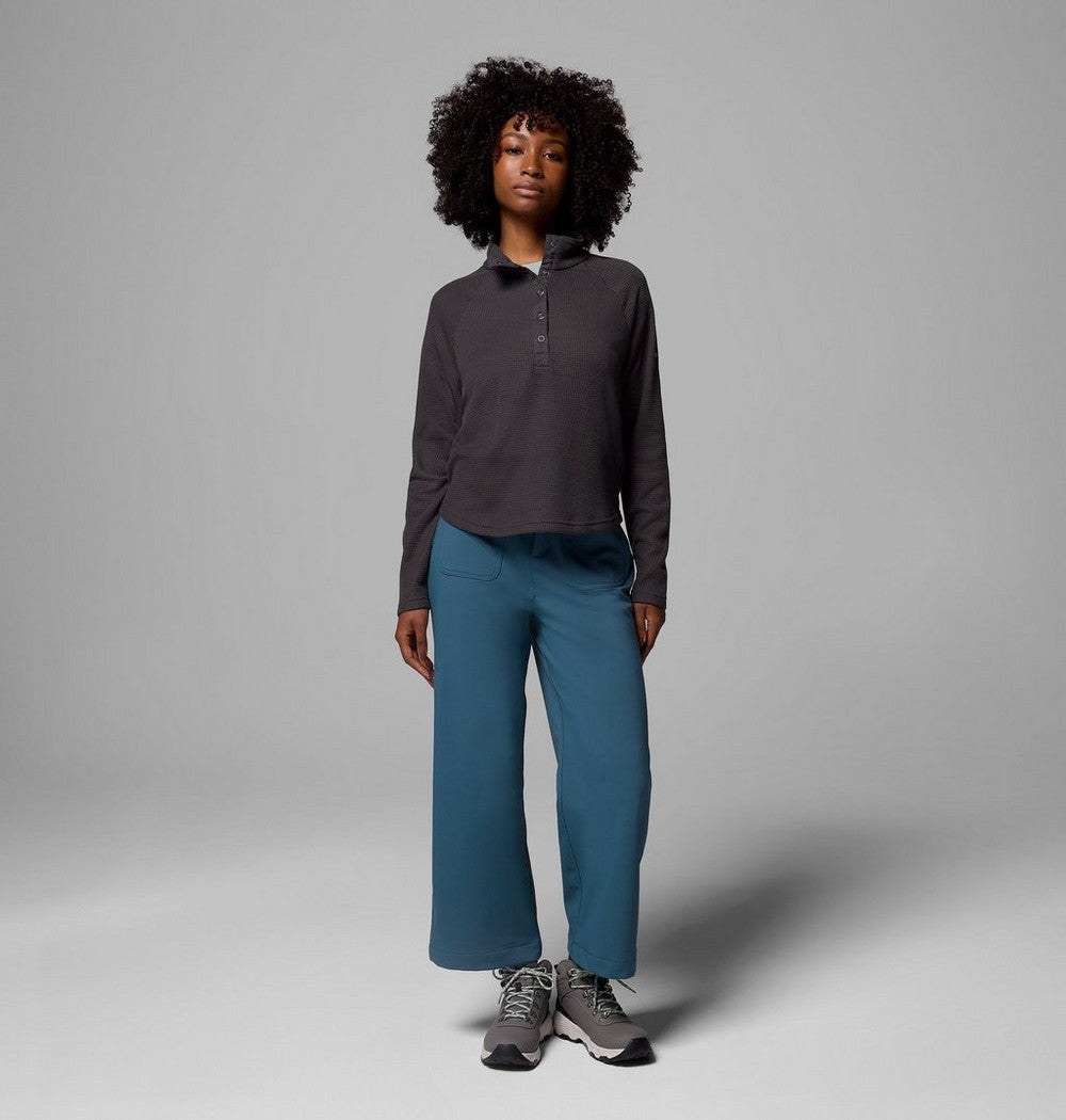 Women's Waffle Knit Half-Snap Shirt - Pink
