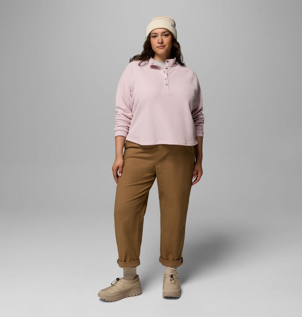 Women's Plus Waffle-Knit Half-Snap Shirt - Gray