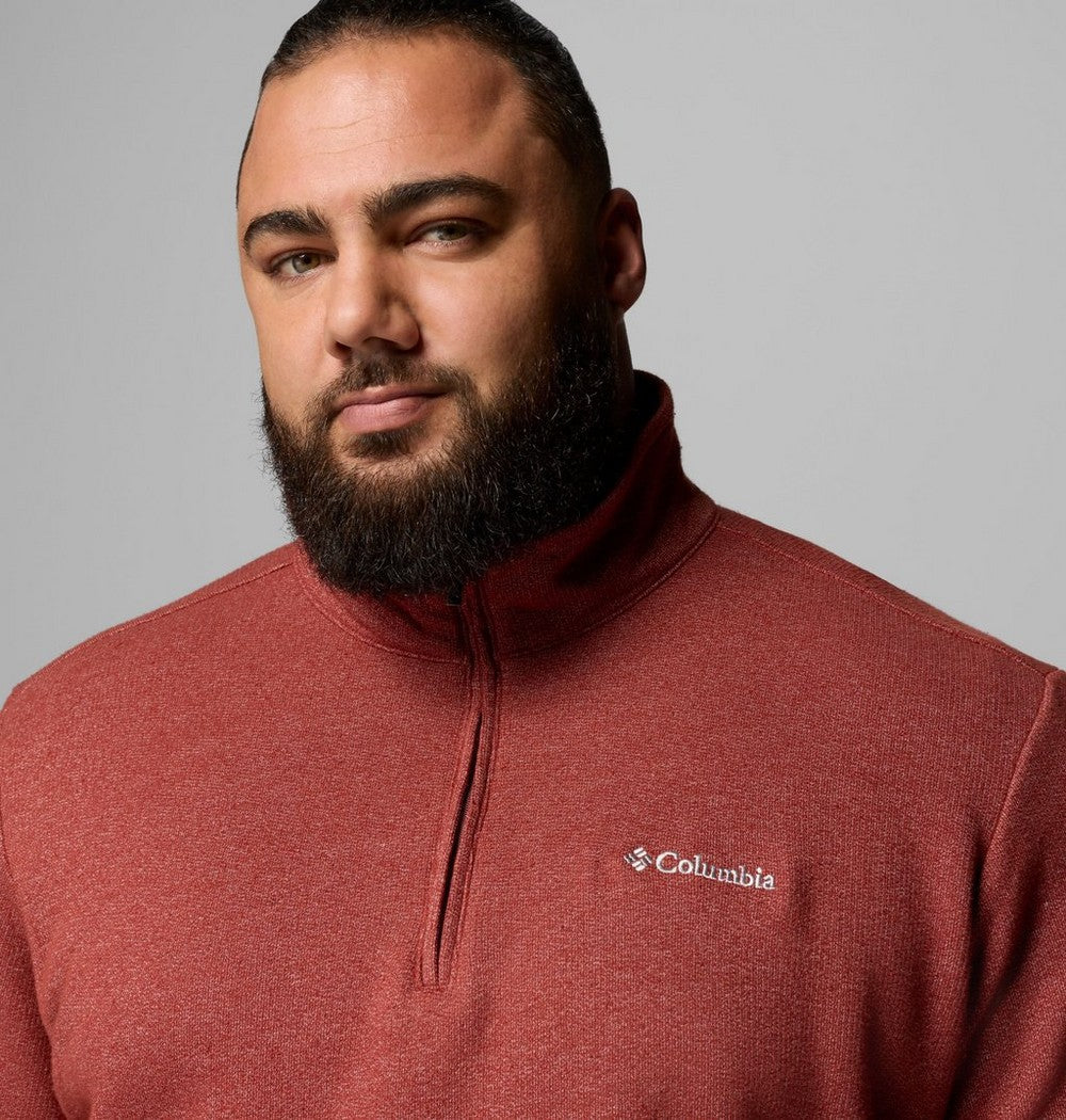 Men's Big Cotton-Blend Half-Zip Pullover - Black
