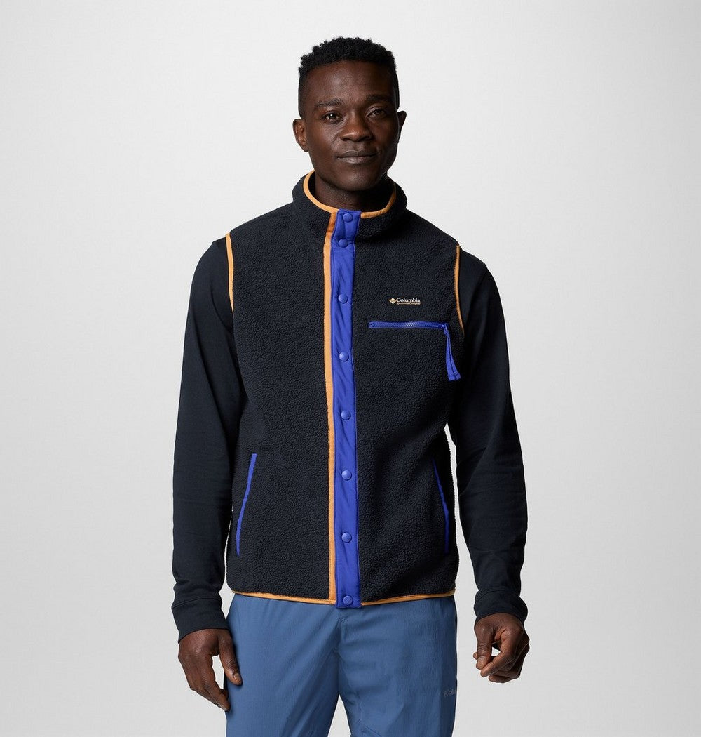 Men's Sherpa Fleece Snap Vest - Black