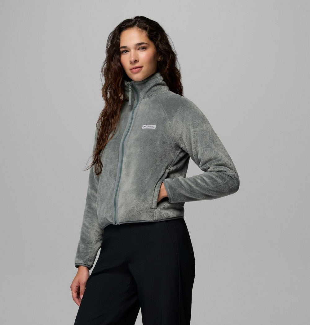 Women's Cropped Sherpa Full-Zip Fleece - Green