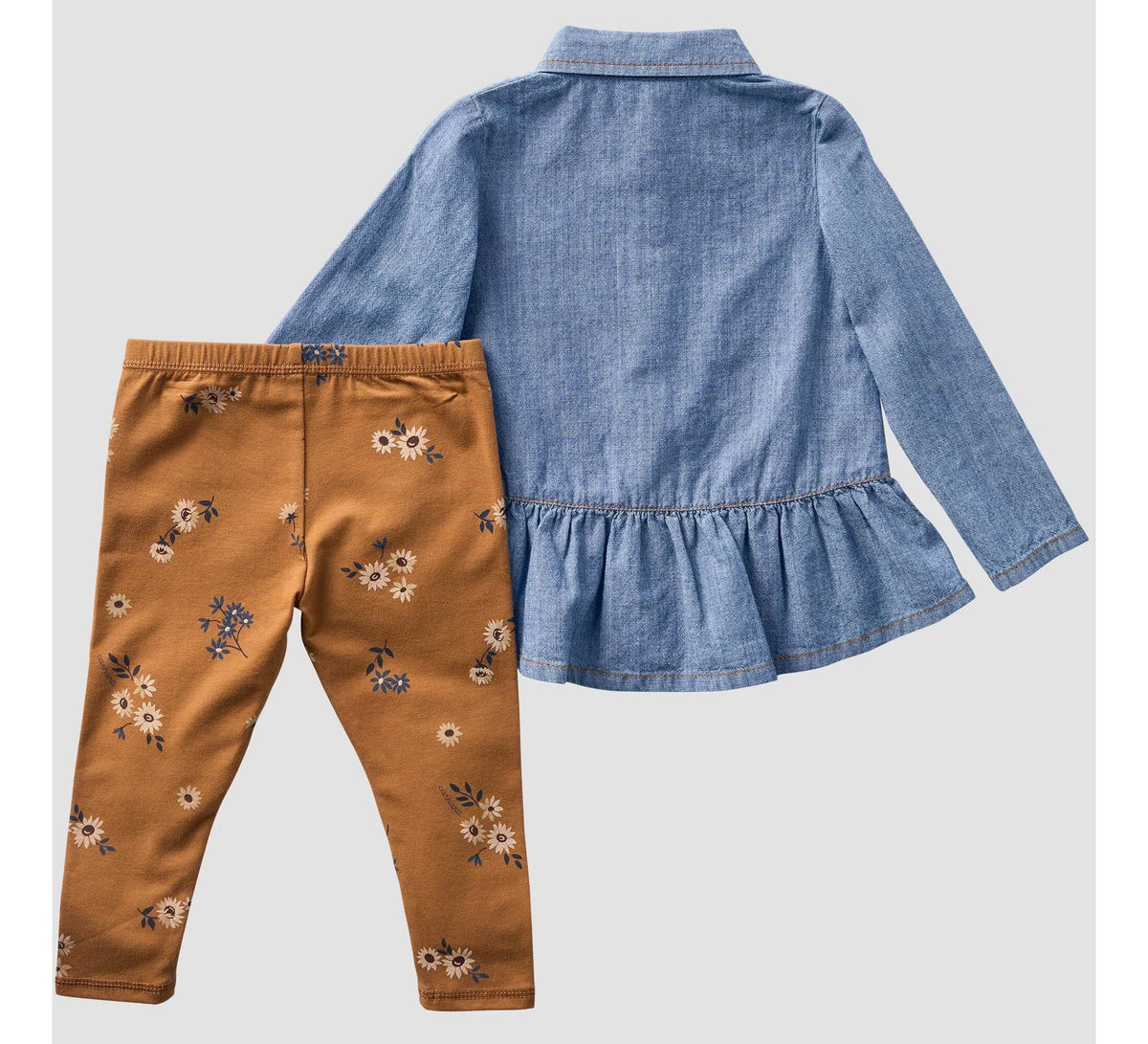 Baby 2-Piece Chambray Top & Floral Legging Set
