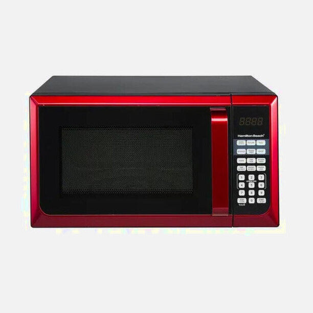 Hamilton Beach Microwave Oven 0.9 Cu. Ft., 900W, Red Stainless Steel