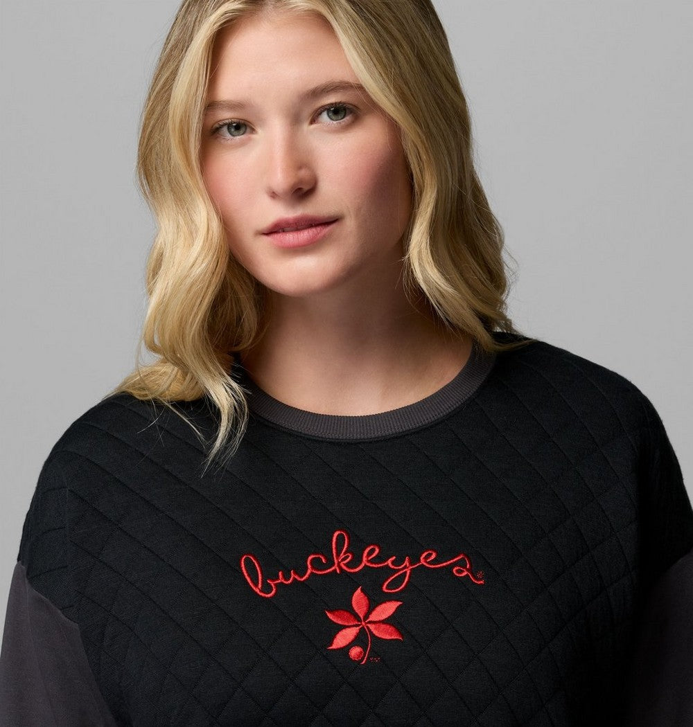 Women's Quilted Crew Sweatshirt - Black