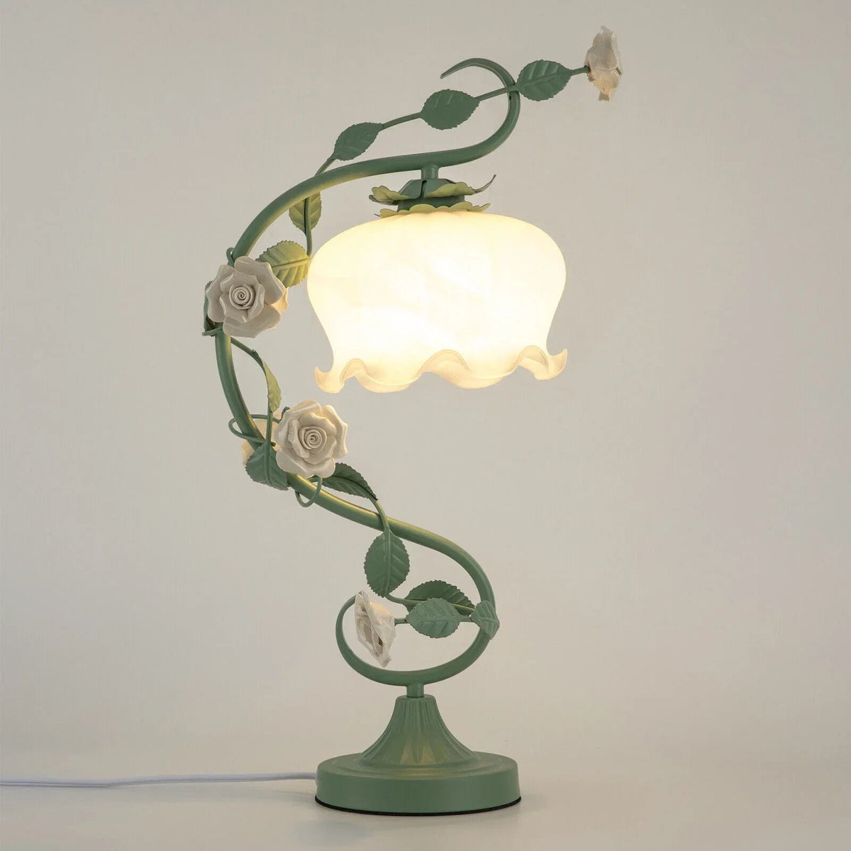 Rose Flower Table Lamp, Green, 60W Max