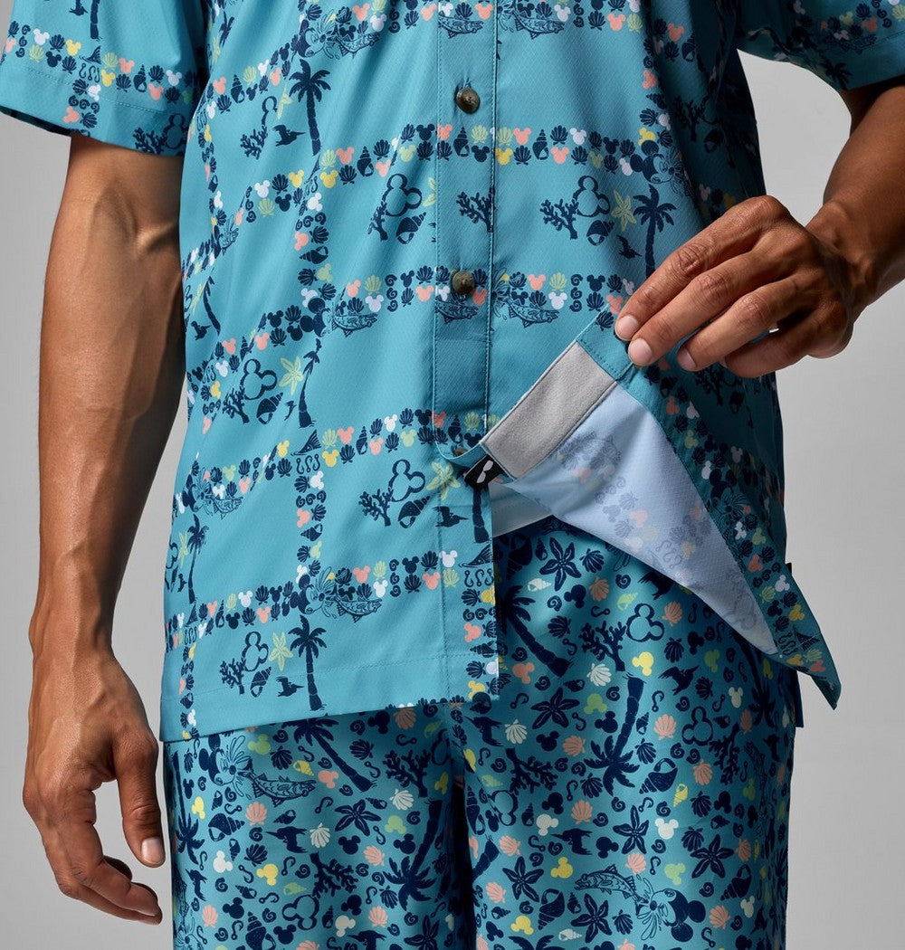 Men's Tropical Print Sun Shirt - Blue