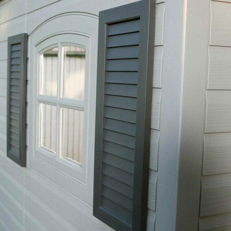 Lifetime Plastic Storage Shed, Side Entry, 15 ft. W x 8 ft. D, Gray/Beige - 6446