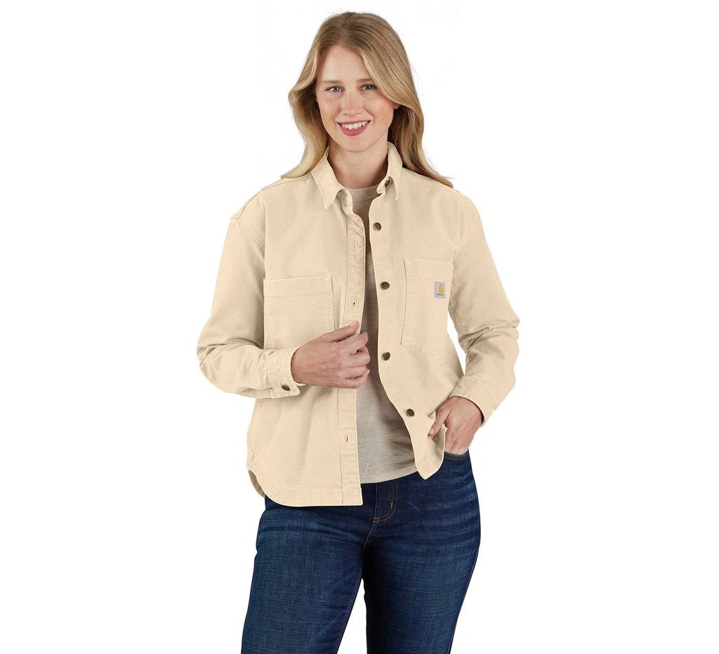 Women's Stretch Cotton Canvas Overshirt - Oat