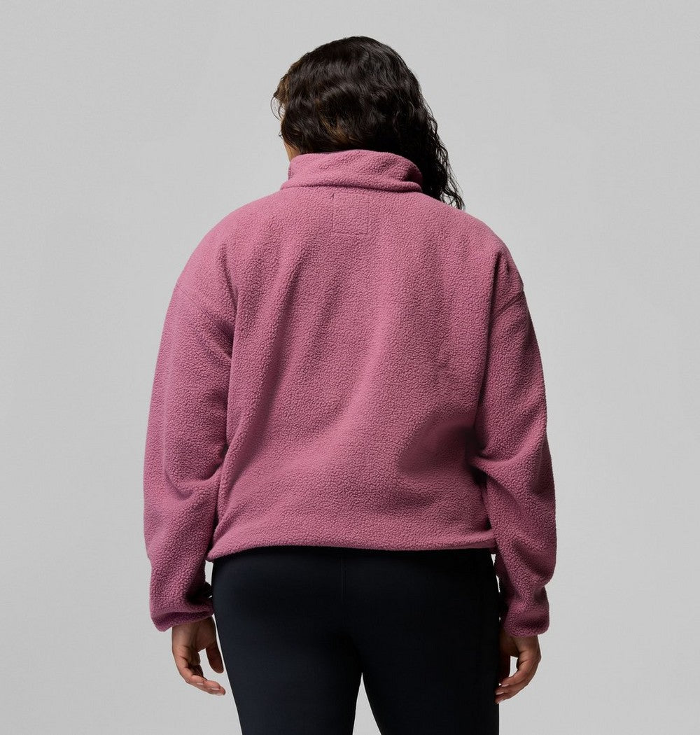 Women's Plus Cropped Sherpa Half-Snap Pullover - Tan