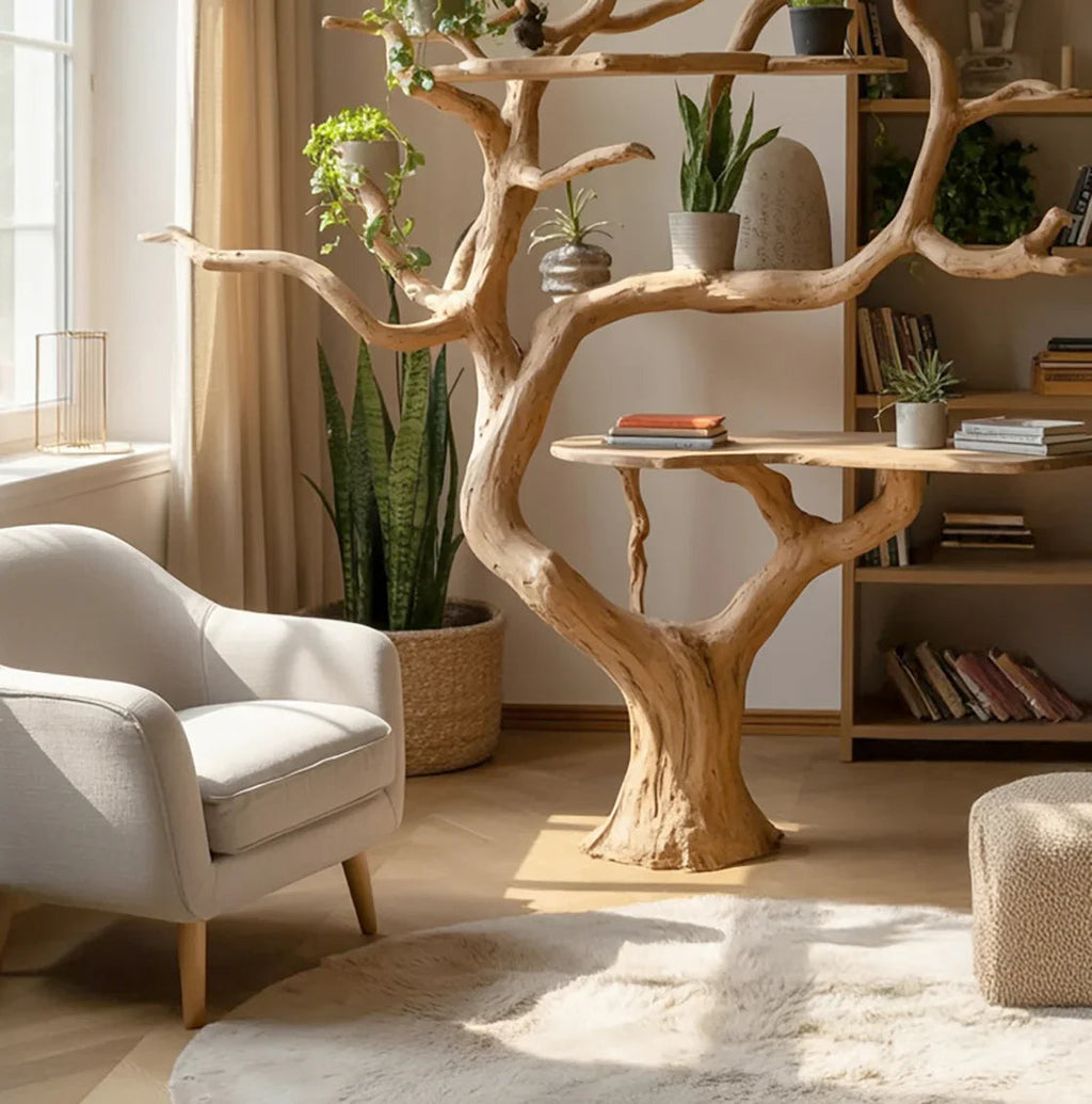 Handcrafted Tree Desk Bookshelf