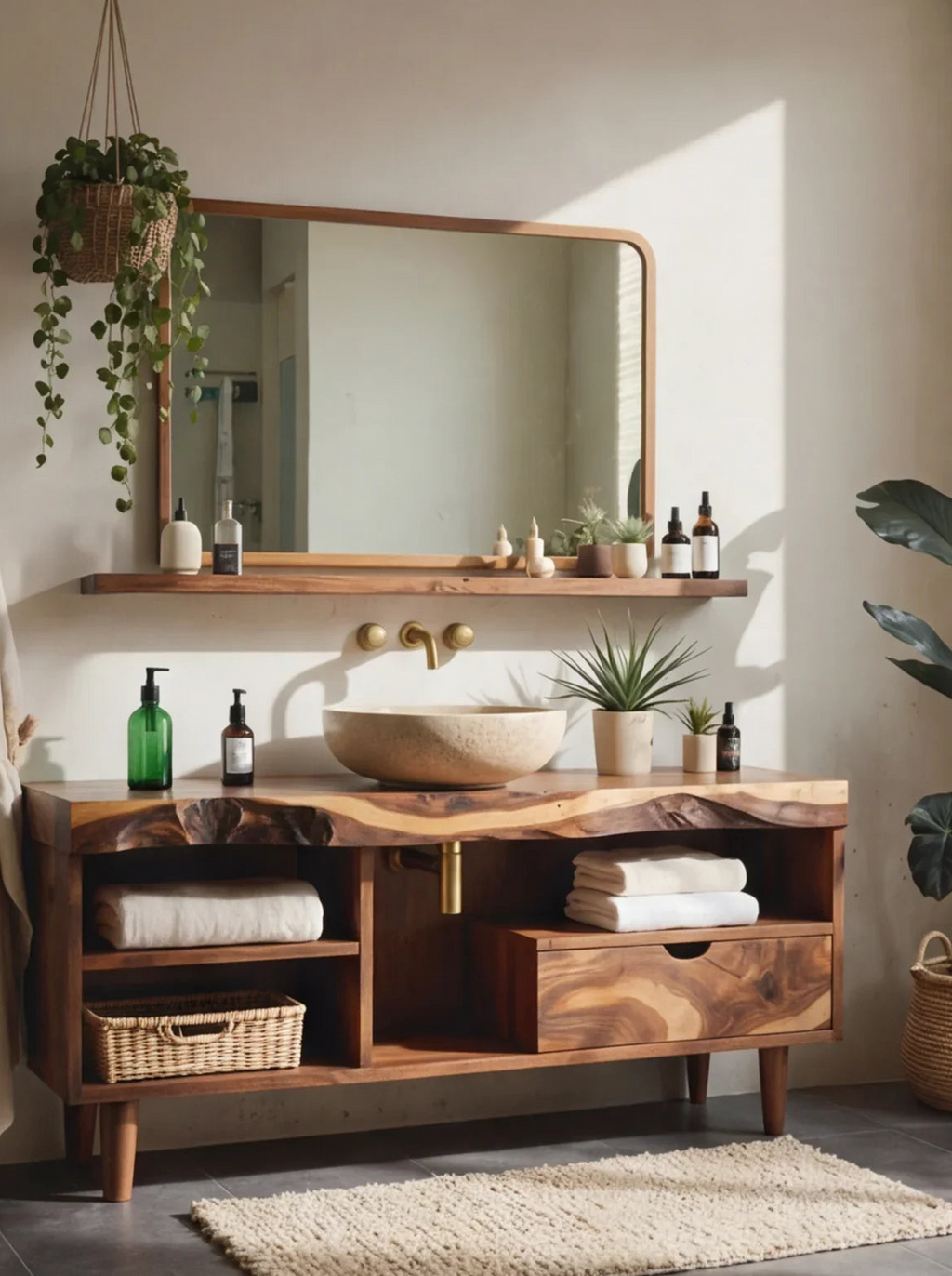 Rustic Live Edge Wood Bathroom Vanity