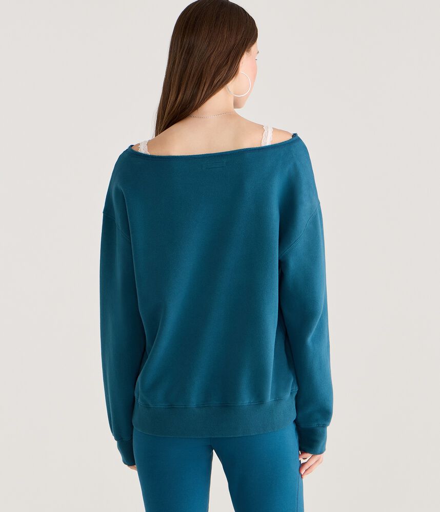 Women's Oversized Off-Shoulder Sweatshirt - Teal
