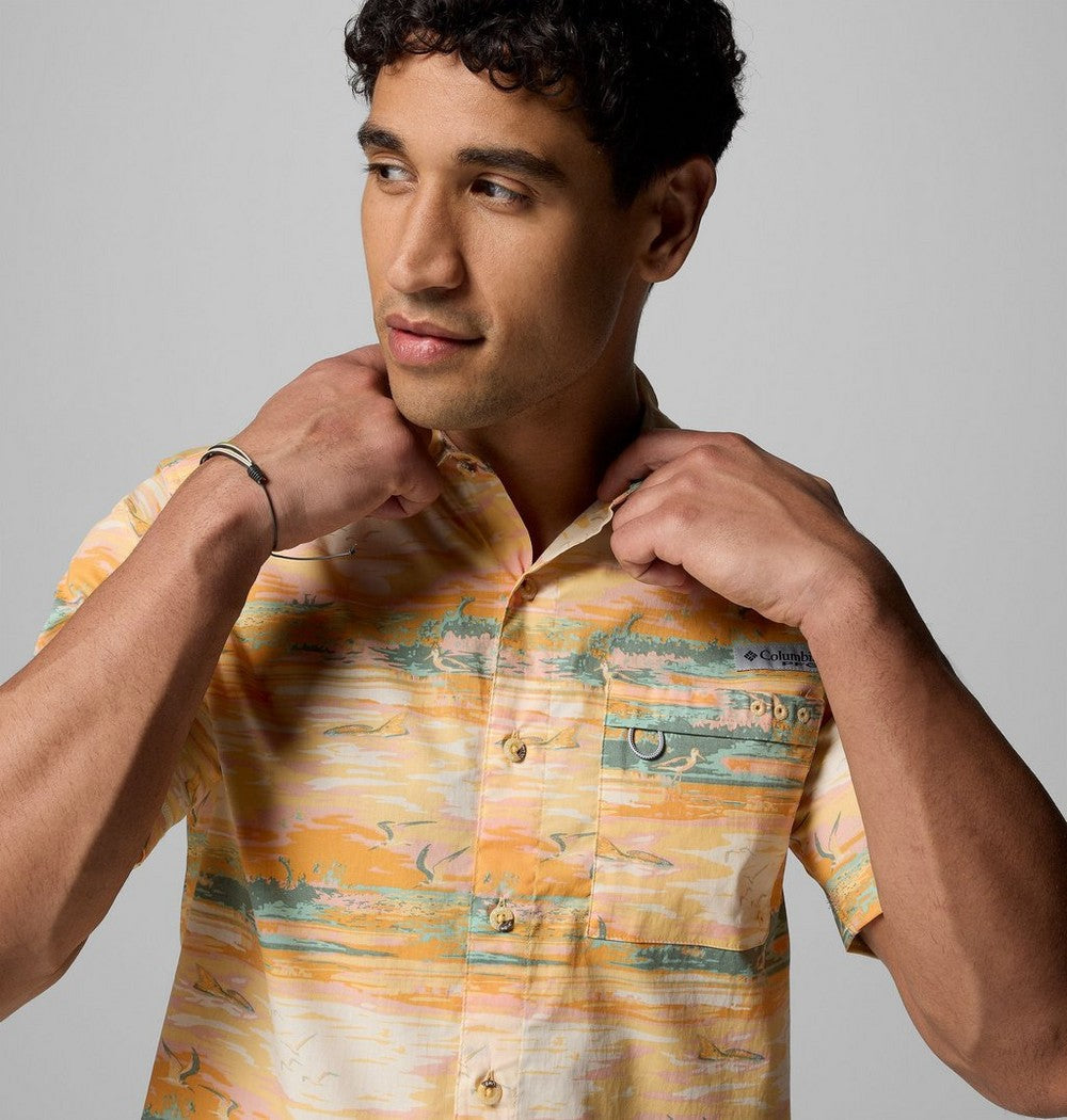 Men's Short-Sleeve Cotton Camp Shirt - Gray