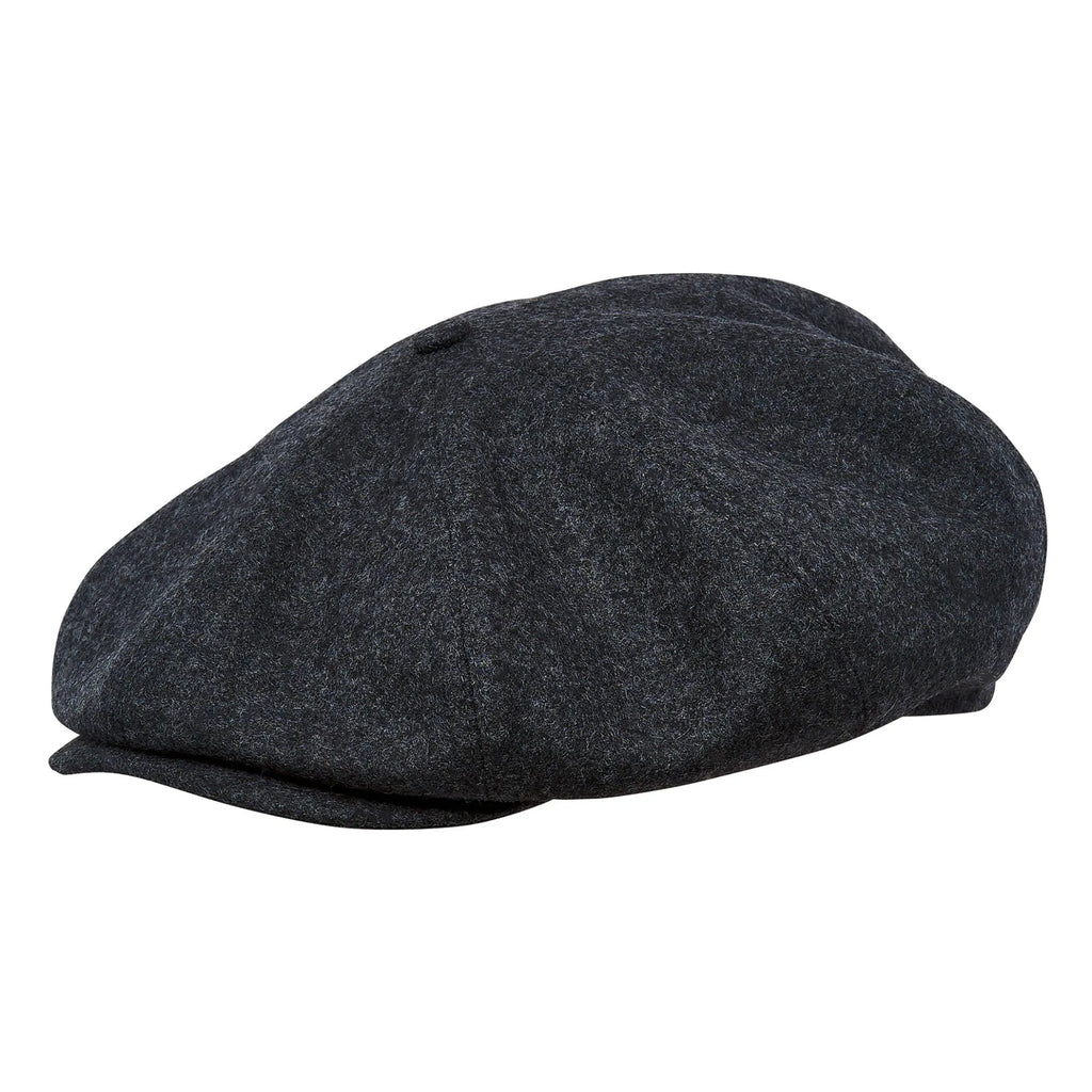 Birmingham Genuine Scottish Herringbone Tweed 8 Panels Man Cap Black Grey