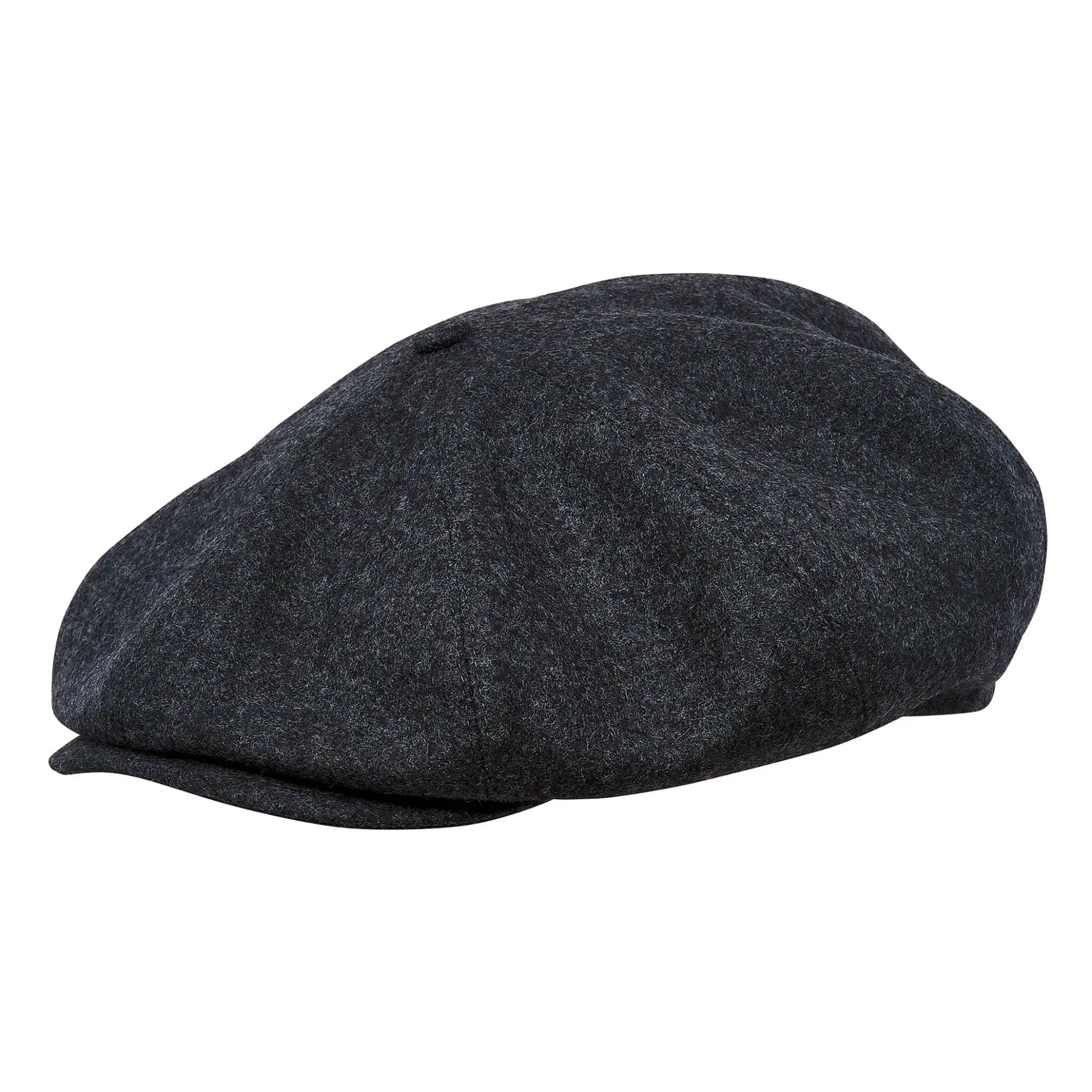 Birmingham Genuine Scottish Herringbone Tweed 8 Panels Man Cap Black Grey