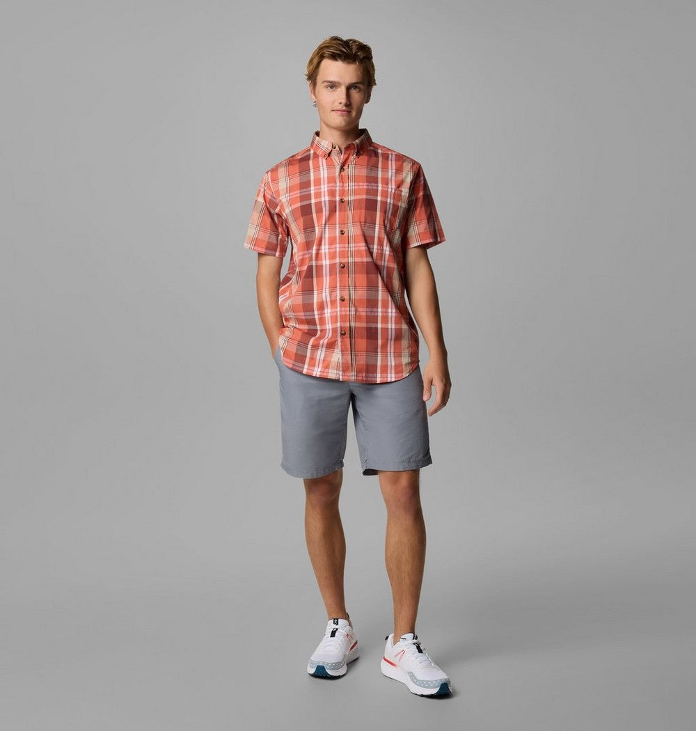 Men's Stretch Short Sleeve Plaid Shirt - Navy