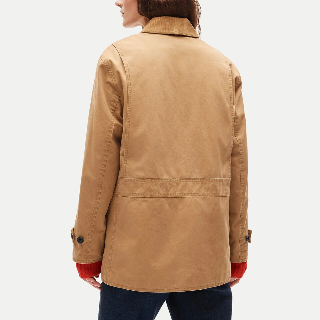 Women's Canvas Jacket With Corduroy Collar - Camel